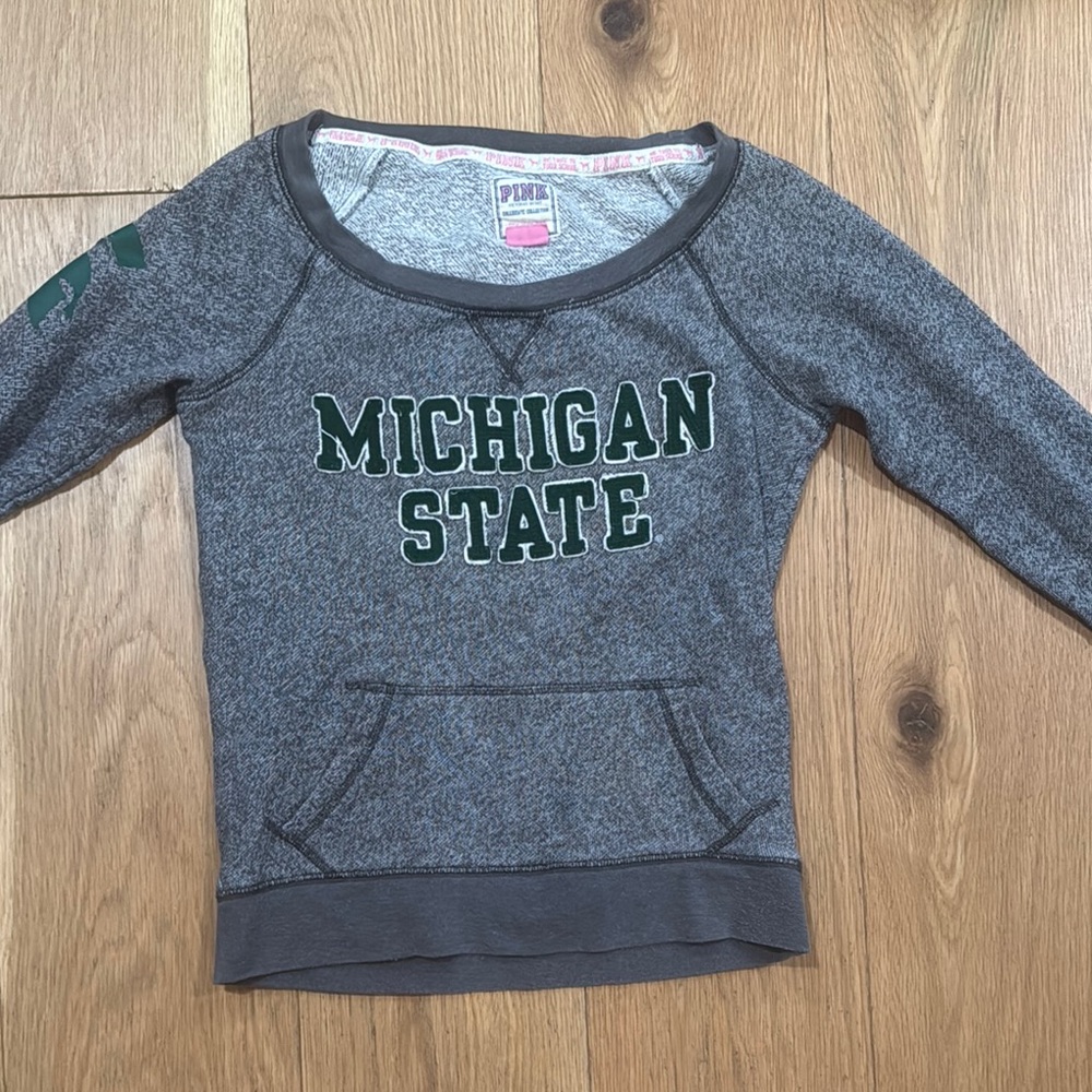 Gray Michigan State PINK Sweatshirt